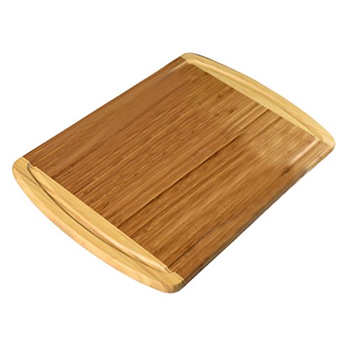 Organic Bamboo Chopping Board By Ancona, Kitchen Wood Cutting Serving Board, Carving Breadboard Plate with Juice Groove 18x12.6 Inch