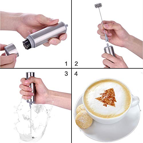image for Luckybud Handheld Milk Frother - Battery Operated Electric Foam Maker 