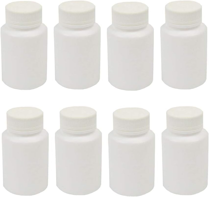 XINGZI 12PCS 80ML White Empty Portable Plastic Pill Bottles with Screw Cap Pill Tablet Holder Storage Container Travel Pill Packing Jar for Solid Powder Medicine Chemical Dispense
