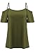 FISOUL Women's Off Shoulder Top Ruffle Sleeve Spaghetti Strap Halter Tops Army Green