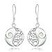 925 Sterling Silver Shiva Eye Shell Inlay Yin Yang Dangle Hook Earrings