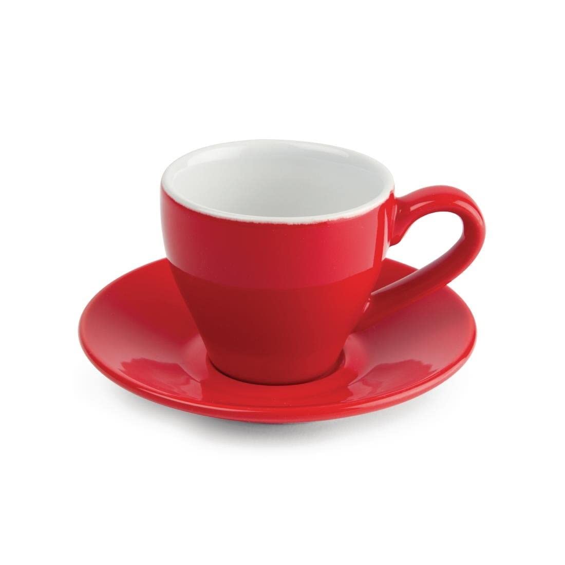 Olympia Cafe Espresso Cups Red 100Ml 35Oz Porcelain Coffee Milk Jugs 12pc