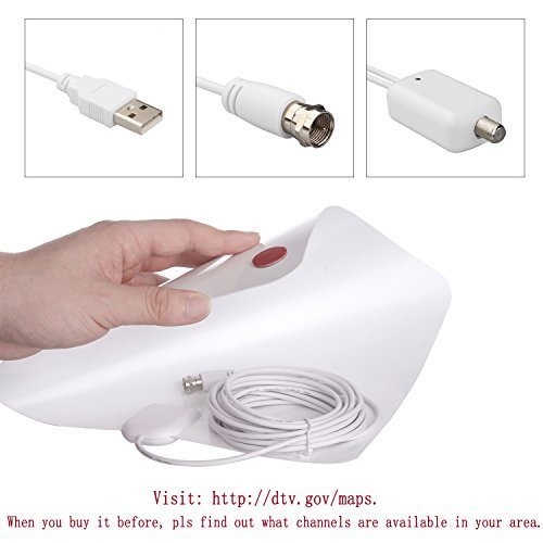 WAAO TV Antenna Indoor HD Digital TV Antenna with 50 Miles Long Range Amplifier HDTV Signal Booster Upgraded Version-13ft Coax Cable USB Power(white)