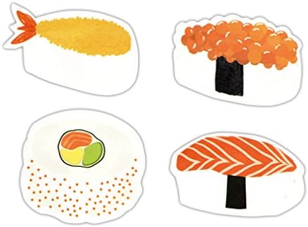 Sushi Shaped Self-Stick Notes, Scratch Pads Match for Planners/Notebook/School/Office Stationery, 4 Pads/Pack, 30 Sheets/Pad (Sushi)