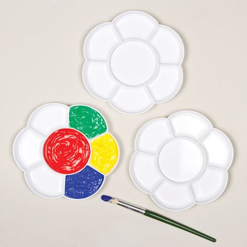 Baker Ross Flower Paint Plastic Palettes with 7 Wells for Painting and