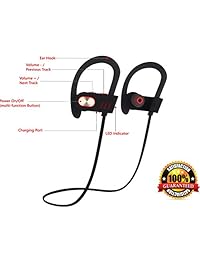 Inalámbrica Bluetooth auriculares over ear Auriculares sudor con micrófono para llamadas de teléfono   La mejor Auriculares para Correr Ejercicio Deporte Gimnasio en el iPhone 6 6S Plus 5 C 5S Android Samsung Galaxy S6 S5
