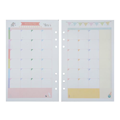 Funcoo 90 Sheets Planner Filler Paper Refills Inserts Pages A5 Size Loose Leaf Paper for 6-Holes Binder, Journal, Dairy, Planner, Notebook (Monthly Plan)