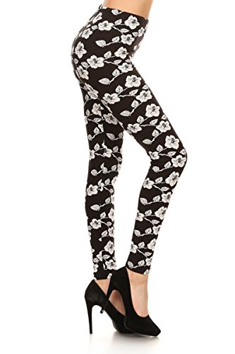 Leggings Depot Ultra Soft REGULAR and PLUS Popular Best Printed Fashion Leggings Batch2 (Regular (Size 0-12), Daffodils)