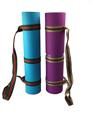 Adjustable Beautiful Cotton Yoga Mat Carrying Strap (Grey & Red)