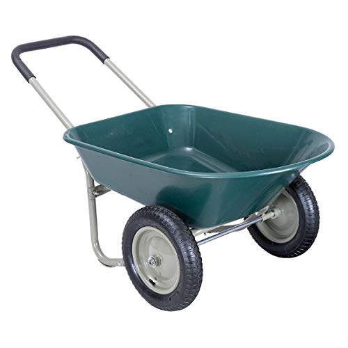 Dual Wheelbarrow Garden Cart Utility Cart Outdoor, Heavy-Duty Steel Frame, Suitable for Patio, Warehouse, and Farm