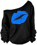 Lips Off the shoulder oversized slouchy sweater sweatshirt