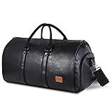 Convertible Travel Garment Bag,Carry on Leather Garment Duffel Bag for Men Women - 2 in 1 Hanging Suitcase Suit Business Travel Bag