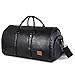 Carry On Garment Bag, Mens Garment Bag for Travel Business, Large Leather Duffel Bag with Shoe Compartment -Black