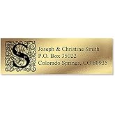 Colorful Images Personalized Return Address Labels | Monogram Gold Foil , 240 Count, Self-Adhesive on Flat-Sheet Labels, Customize with Name &amp; Shipping Address