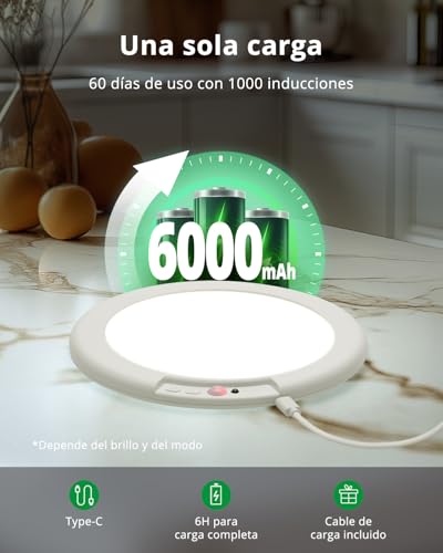 Bojim Lamp without Electricity Motion Sensor for Bathroom Storage Room Up to 85 Days with 6000 mAh, IP44 Ceiling Light Wireless Ceiling Light, Cool Warm Neutral White, 4 Pieces