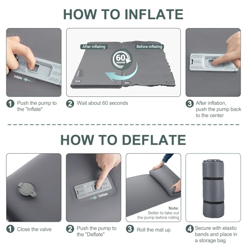 Elegear Colchoneta Memory Foam Bomba Eléctrica Incorporada, 8cm Ultragruesa | Espuma Memoria Sleeping Pad para Camping, Tapete de Autoinflable para Viajes en Coche, Acampar, Autohinchable Colchón Dormir