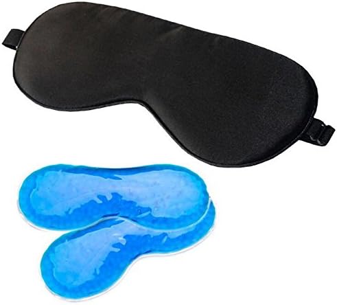 HAMANY Silk Sleep Mask - Reusable Cold/Hot Therapy SPA Gel Eye Mask Set,Black