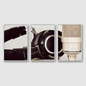 Framed Canvas Wall Art for Living Room, Bedroom Microphone Canvas Prints for Modern Home Decoration Ready to Hang - 16"x24"x3 Panels