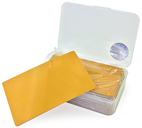 Ebamaz 100PCS Thin Aluminum Alloy Metal Business Cards 3.4 X2.13X0.008 inch for Laser Engrave (Golden,Blank)