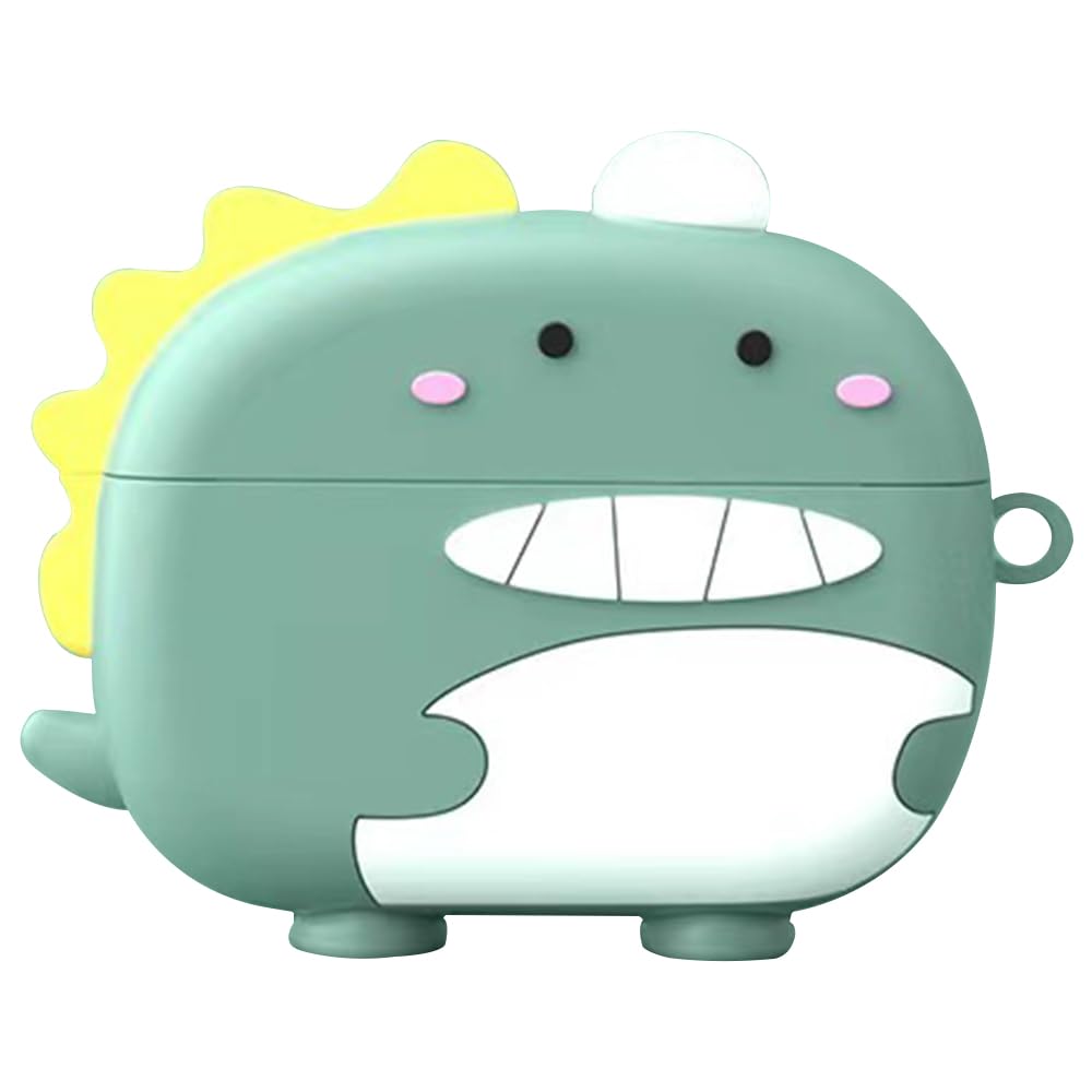 Msiall Silicone Case Compatible with Huawei FreeBuds SE 2, [Supports Wireless Charging] [Shockproof Protective Case] Beautiful 3D Cartoon Green Dinosaur