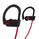 [DESIGNED FOR SPORT] MRS LONG Bluetooth Wireless Headphones w/Mic, HD Stereo/IPX7 Waterproof/Secure Fit In-Ear Wireless Bluetooth Earbuds for Men Women(Red)