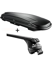 VDP Dachbox schwarz Juxt 400 Dachkoffer 400 Liter abschließbar + Relingträger offene Reling Skoda Superb Kombi ab 2015