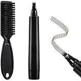 Boobeen Waterproof Beard Pencil Filler with Bristle Brush - Micro-Fork Tip Pen, Fast Camouflage Natural Moustache Repair Shape Grower for Men