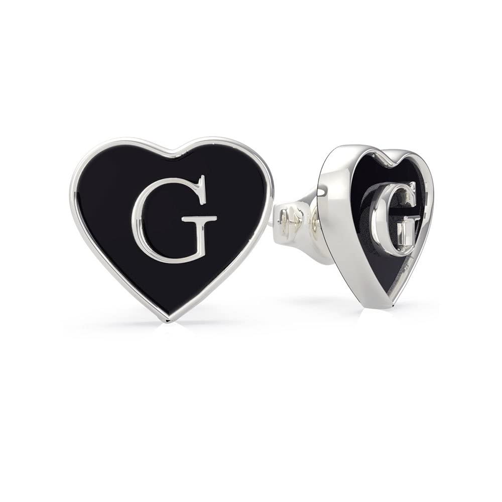 Guess Jewelry Women's Stainless Steel Heart Logo Earrings, one size, Non-precious metals, No Gemstone