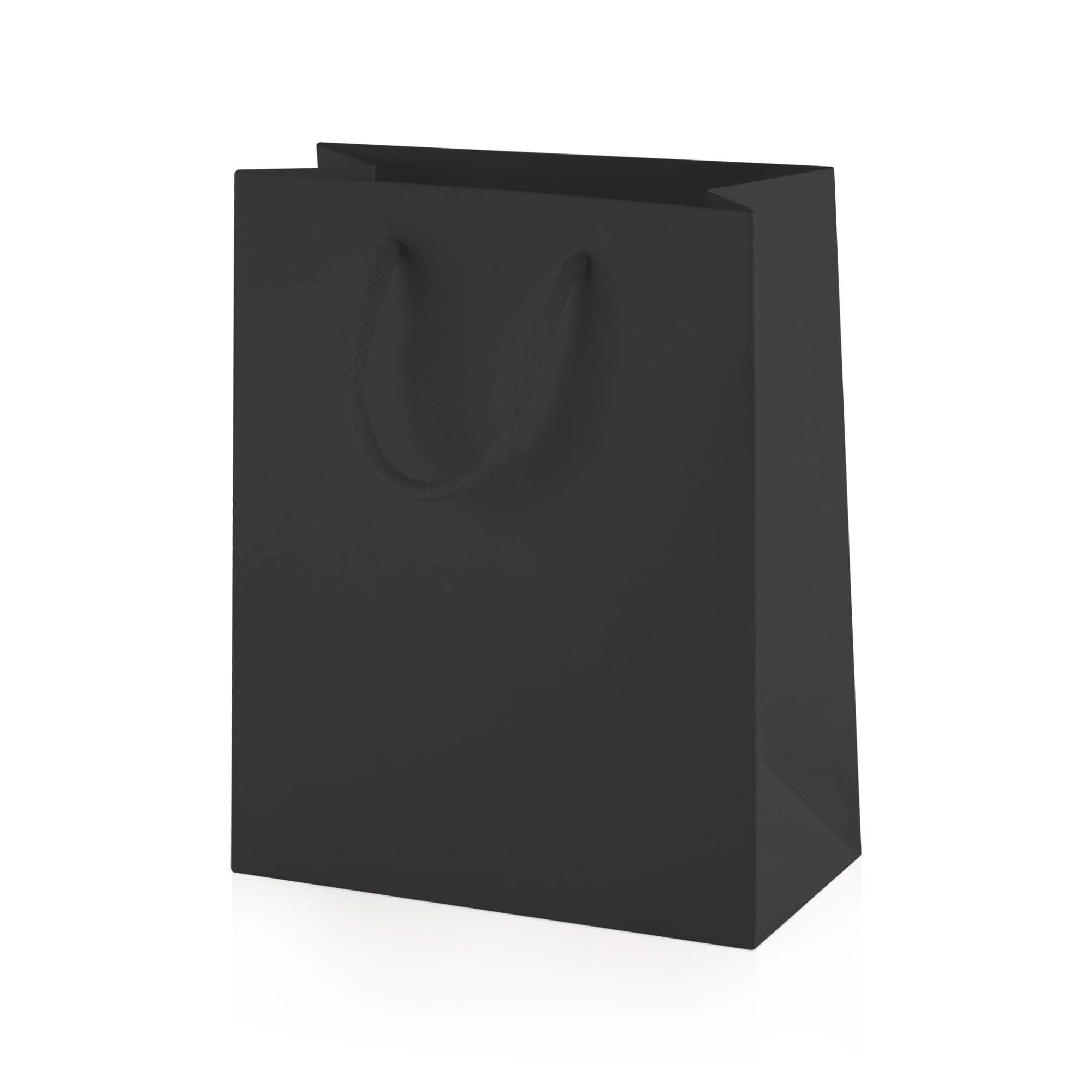 Thepaperbagstore 10× Black Small Matt Gift Bags 15×19×8cm – 250 gsm Boutique Paper Bags with Rope Handles & Reinforced Base – Ideal for Gifts, Weddings, Retail & Corporate Use