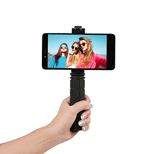 Dazzne Smartphone Tripod Mount with Handle Grip Support Mount & Cold Shoe Mount - All Metal Heavy-Duty Handheld Stabilizer Selfie Stick for Smartphones, camera or camcorder, Microphones and HG30