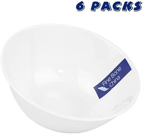 WINCANG 3.6" Fine Bone China Cereal/Soup Bowl Set - 6 Packs,White (3.6", White)
