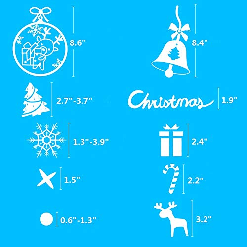 AMS 202 Pieces Christmas Decoration Baubles Sleigh Snowflake PVC Window Clings Decals Wall Stickers Oenaments for Home, Office, New Year, Christmas Party Supplies