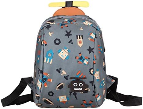 Cartoon Children Bag Boy and Girl 1-5 Years Kid Backpack Anti Lost Robot Knapsack Kindergarten Baby Schoolbag (gray)