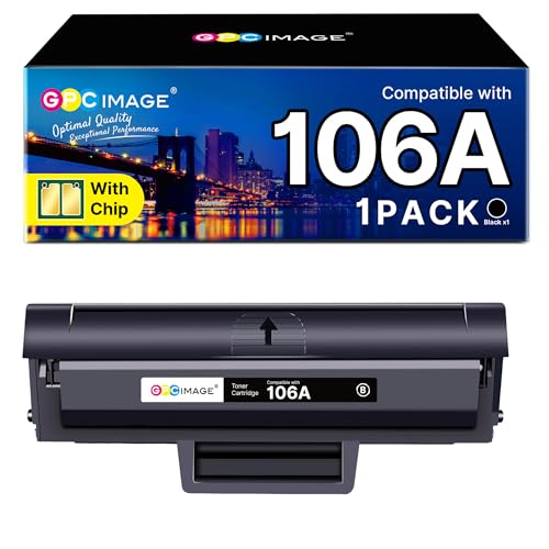 GPC Image 106A with Chip Compatible for HP 106A W1106A Toner for HP Laserjet MFP 137fnw 135a 107w 107a 137fwg 135wg 135r 135w 107r (Black, 1-Pack)