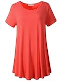 LARACE Women Short Sleeves Flare Tunic Tops for Leggings Flowy Shirt (1X, Watermelon)