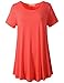 LARACE Women Short Sleeves Flare Tunic Tops for Leggings Flowy Shirt (L, Watermelon)
