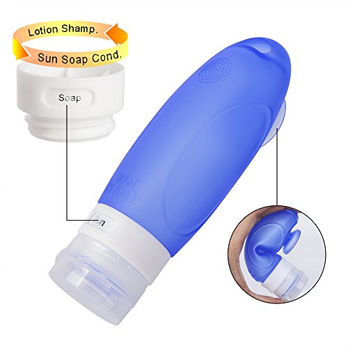 Leak Proof Travel Silicone Bottles(4Pack,3oz),Soft Squeeeze Refillable Silicone Travel Containers,Travel Accessories for Carry On Luggage - For Shampoo, Conditioner, Lotion
