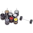 8 Pcs Sliver Wheels Rims Tires Set Alloy,Scale Alloy Wheels Rubber Tires,Model Alloy and Accessories Tires Wheel Rubber, Wheels and Tires 1:64 Wheels