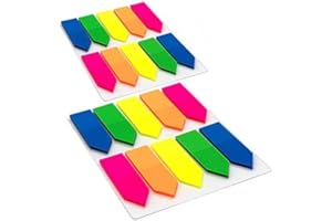 Emraw Colorful Sticky Arrow Flags Page Markers Index Tabs, 0.5" X 1.7" Neon Bright Colored Self Stick Removable Stick It Indexing Flags - Pack of 20 Pads (500 Sheets)