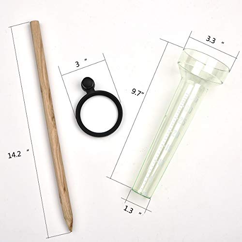 TBWHL Rain Gauge Outdoor Garden Stake for Yard - Home Wooden and Glass Gauge for Precipitation