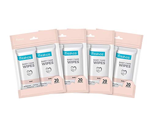 Freshca Best Baby Wipes Single Sachet Aloe Vera Neem Cucumber Paraben Silicon Alcohol SLS Free 80pcs
