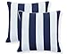 Ornavo Home Water Resistant Indoor/Outdoor Square Patio Decorative Stripe Throw Pillow Cushion - Insert Included - Set of 2 - 18