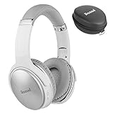 Bluetooth Over Ear Headphones, Dozod Hi-Fi Stereo Bluetooth Headset with Mic, Soft Protein Ear Pads, Foldable Wireless/Wired Earphones for PC/Cell Phones/Workout/Travel - Silver&White