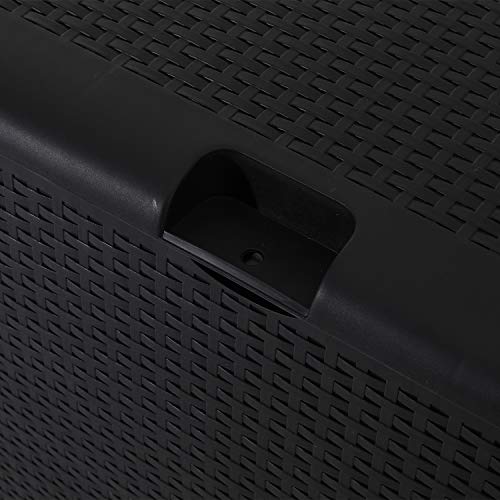 120 Gallon Resin Wicker Patio Storage Box, Waterproof Outdoor Storage Container Deck Box and Gar,Black