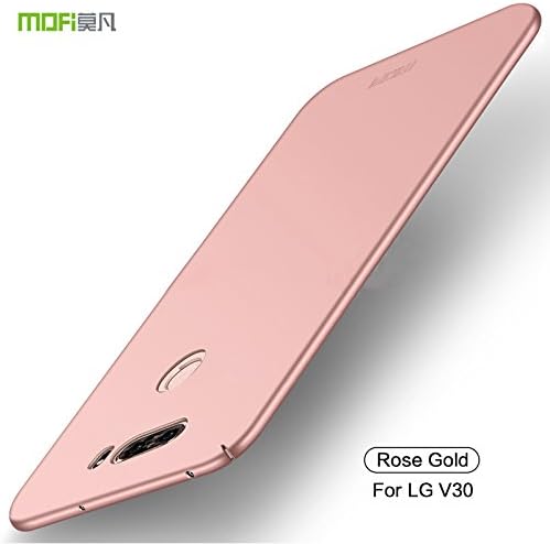 Dabiaoge LG V30 Case,Ultra-Thin Hard PC LG V30 Cover with [Tempered Glass Screen Protector],Simple Stylish Fully Protective Matt [Anti-Fingerprint] for LG V30 - Rose Gold