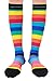 CompressionZ 20-30 mmHg Compression Socks Men & Women - Knee High Support Stockings (Rainbow Stripes, Large)