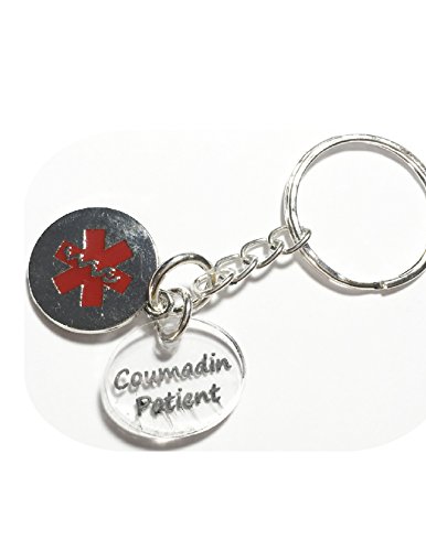 Medical Alert Keychain, COUMADIN Charm and Medical Warning Charm