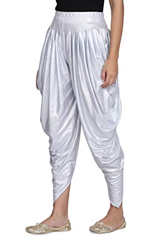 Legis Shimmer Blend Relaxed Comfortable Dhoti Pants Yoga Fitness Active Wear for Women Dance - Free Size (Light Sky)
