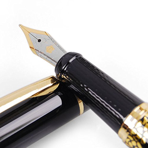 Hero Classical Black & Golden Eight Running Horses Fountain Pen With Medium Nib Gift Box Birthday Present - Thumbnail 4