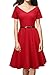iLover Women 1950s V-Neck Vintage Rockabilly Swing Cocktail Evening Stretchy Casual Work Businees Dress with Pockets